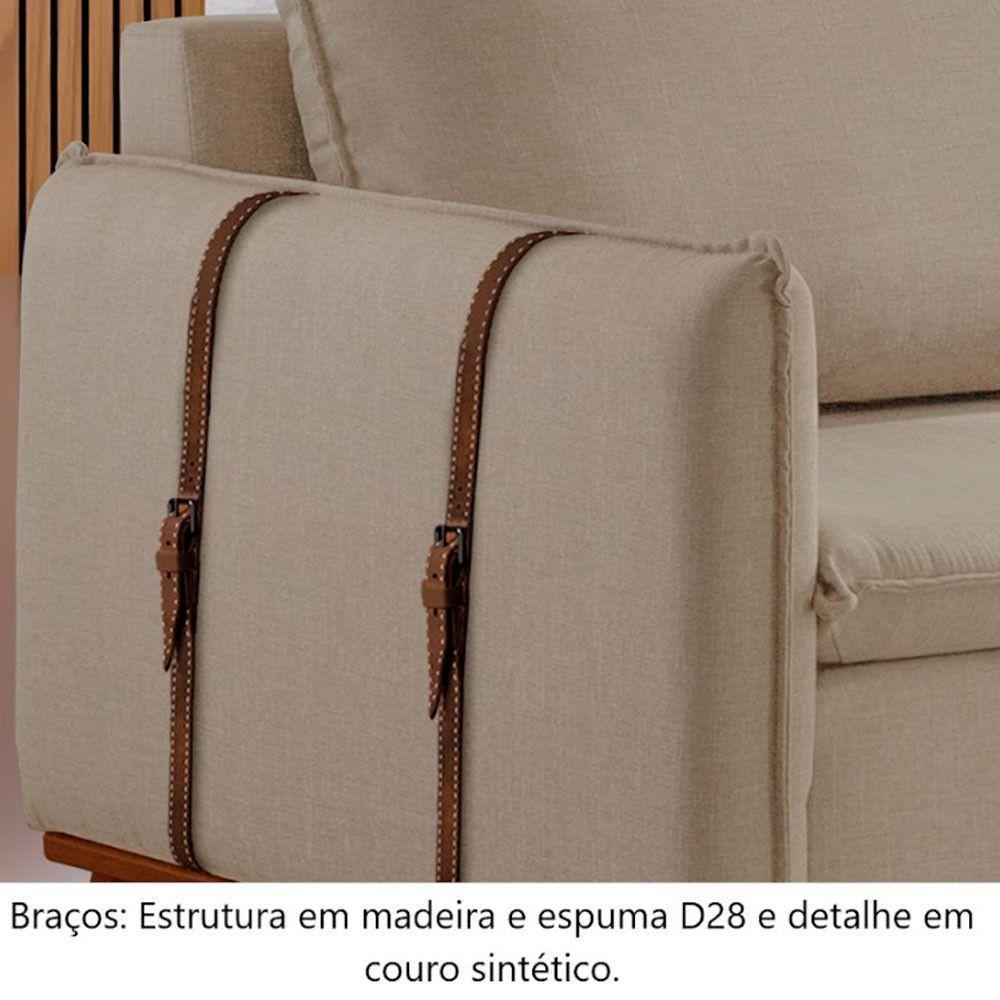 Sofá Fixo Living Argos 2,00m 03 Lugares Txr Palha - 3