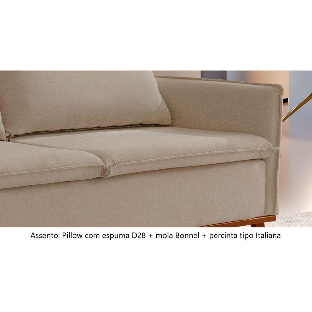 Sofá Fixo Living Argos 2,00m 03 Lugares Txr Palha - 5