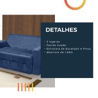 Sofá-cama 2 Lugares Pratik 5000 Mamflex Azul Suede Amassado Azul - 2