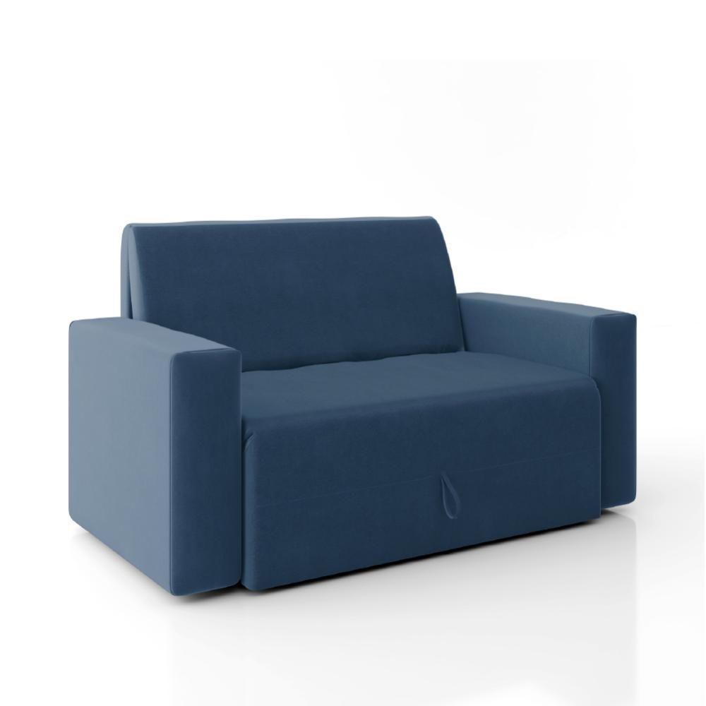 Sofá-cama 2 Lugares Pratik 5000 Mamflex Azul Suede Azul - 6