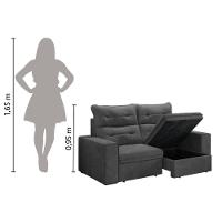 Sofá Retrátil E Reclinável Bipartido Com Baú 2m 3 Lugares Maverik Suede Cinza Com Molas Selmer Cinza - 2