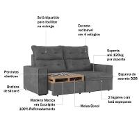 Sofá Retrátil E Reclinável Bipartido Com Baú 2m 3 Lugares Maverik Suede Cinza Com Molas Selmer Cinza - 3