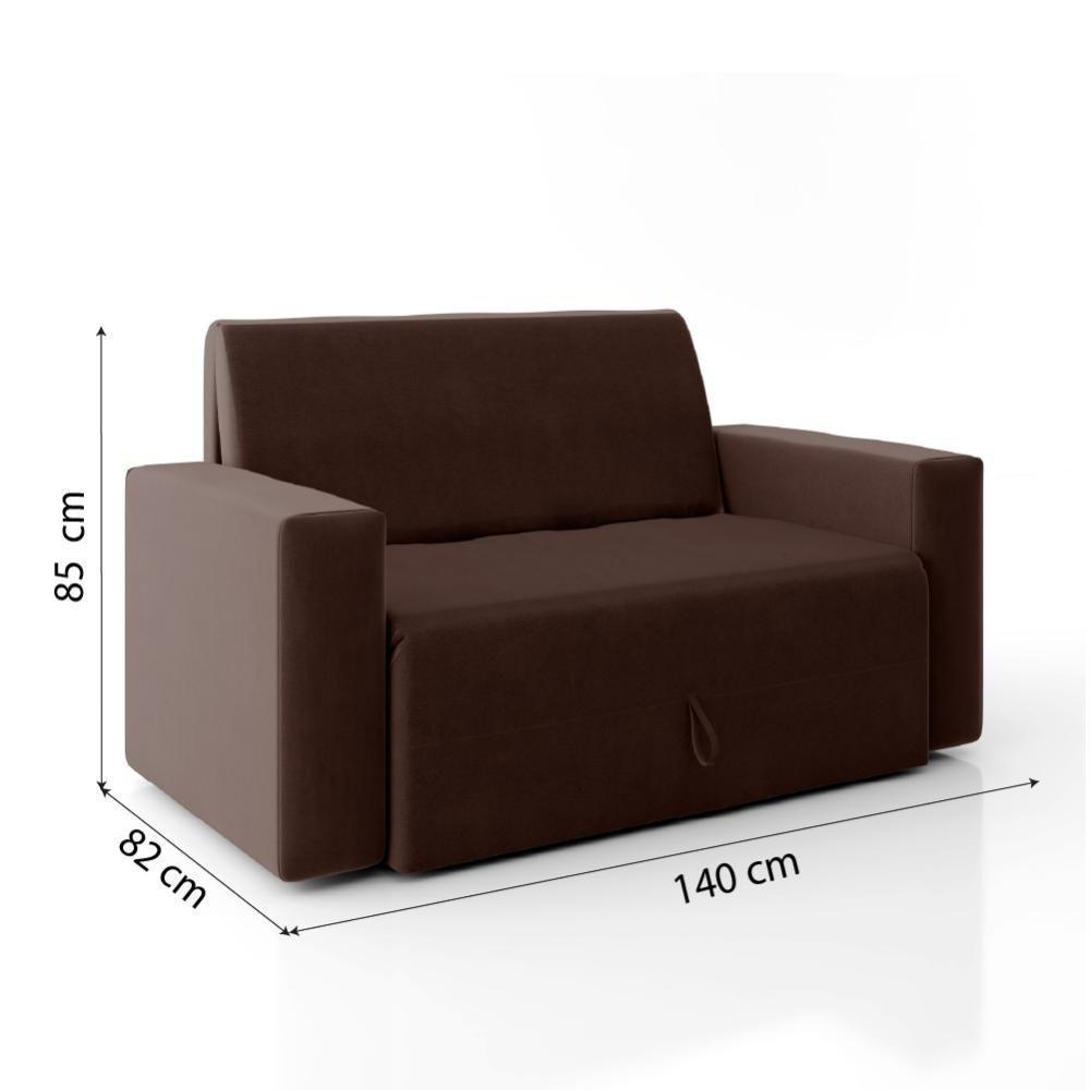 Sofá-cama 2 Lugares Pratik 5000 Mamflex Marrom Suede Marrom - 4