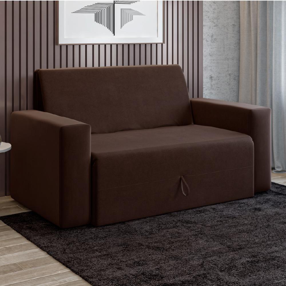 Sofá-cama 2 Lugares Pratik 5000 Mamflex Marrom Suede Marrom - 6
