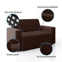 Sofá-cama 2 Lugares Pratik 5000 Mamflex Marrom Suede Marrom - 3