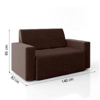 Sofá-cama 2 Lugares Pratik 5000 Mamflex Marrom Suede Marrom