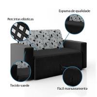 Sofá-cama 2 Lugares Pratik 5000 Suede Preto/Cinza - 3