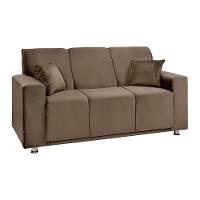 Sófa 3 Lugares Fixo Tokyo Veludo Marrom Castor - Speciale Home Marrom - 12