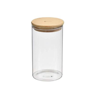 Pote Redondo De Vidro Com Tampa Em Bambu 600ml Kenya