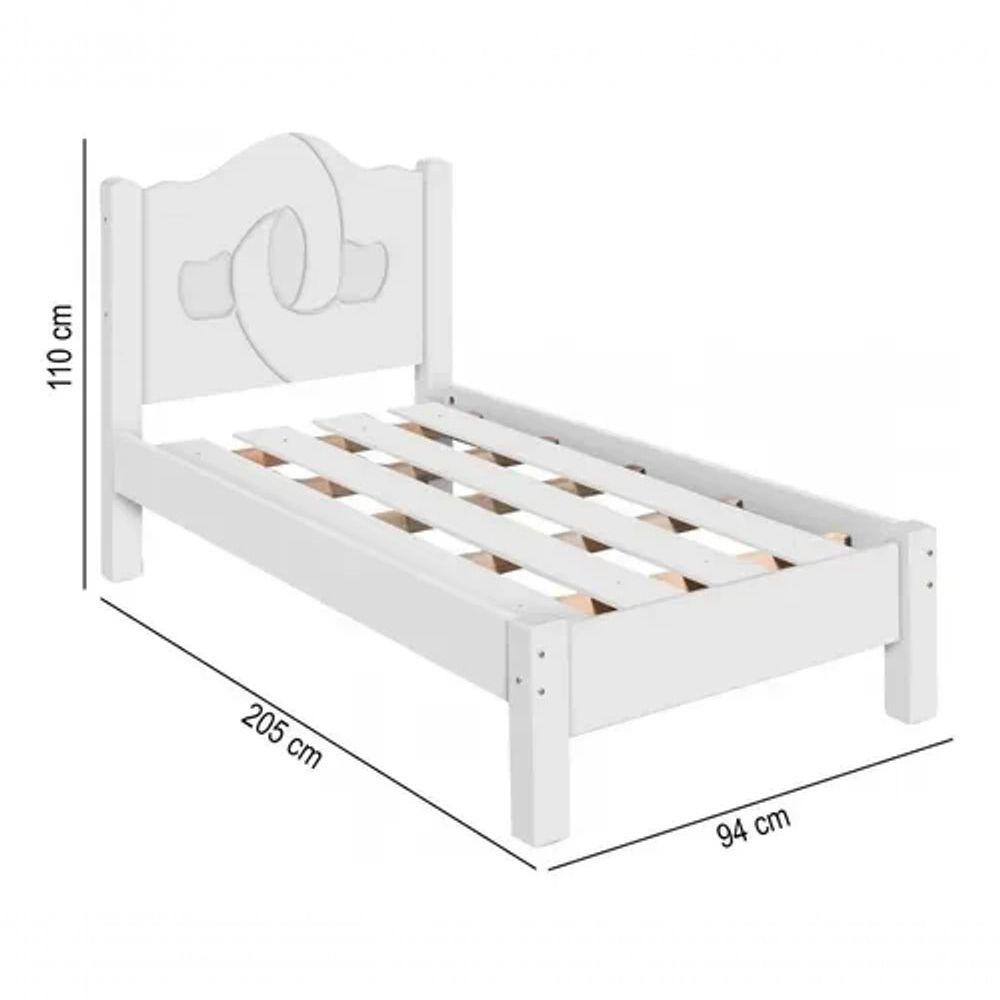 Cama Solteiro Siena 100% Mdf Com Sarrafo Em Madeira Carmolar Branco - 2