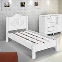 Cama Solteiro Siena 100% Mdf Com Sarrafo Em Madeira Carmolar Branco - 1