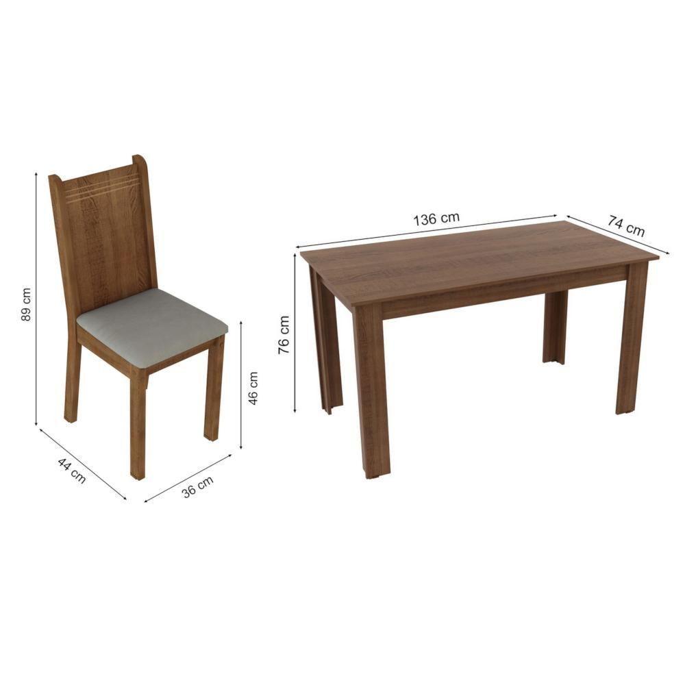 Sala Jantar Rosie Rustic/Pérola Mesa 4 Cadeiras Madesa - 3