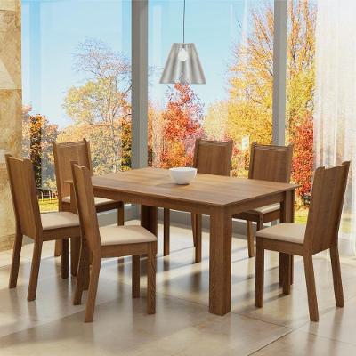 Conjunto Sala De Jantar Madesa Analu Mesa Tampo De Madeira Com 6 Cadeiras Rustic-pérola