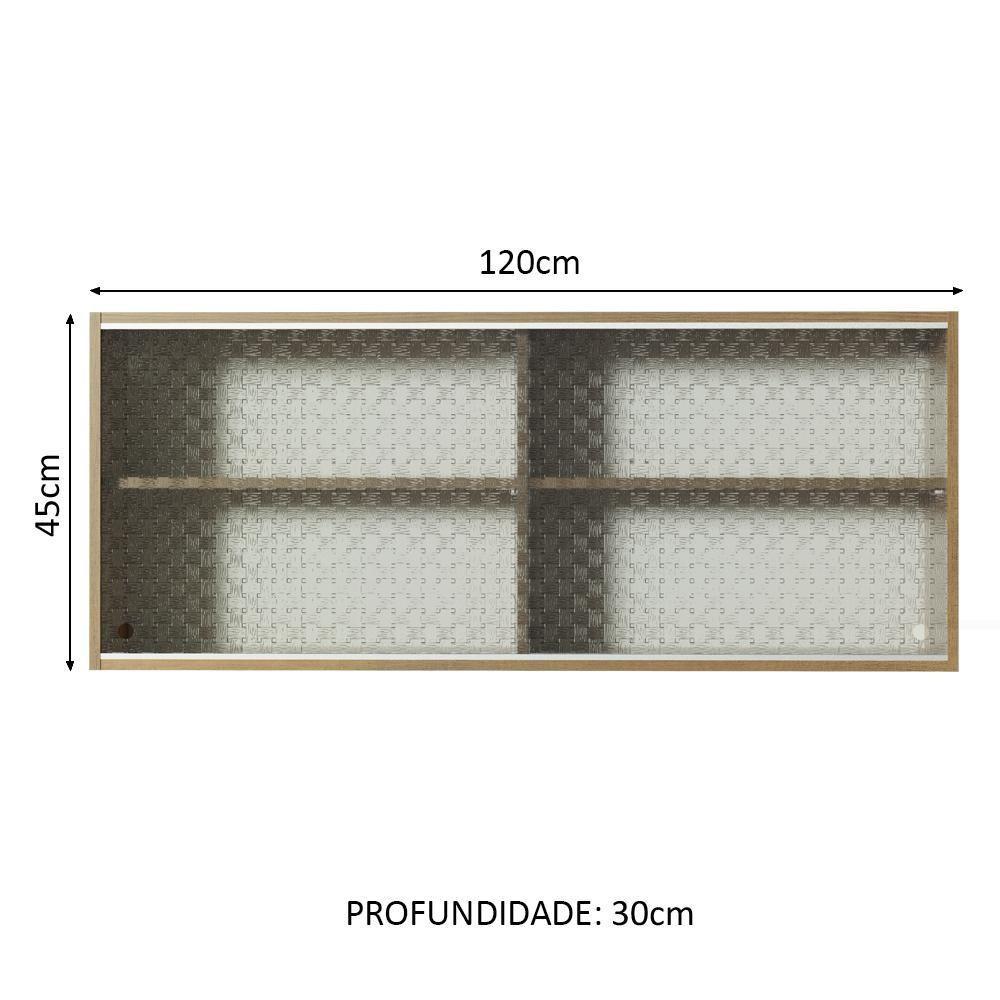 Armário Aéreo Glamy 2 Portas Vidro Quadrato Rustic Madesa - 2