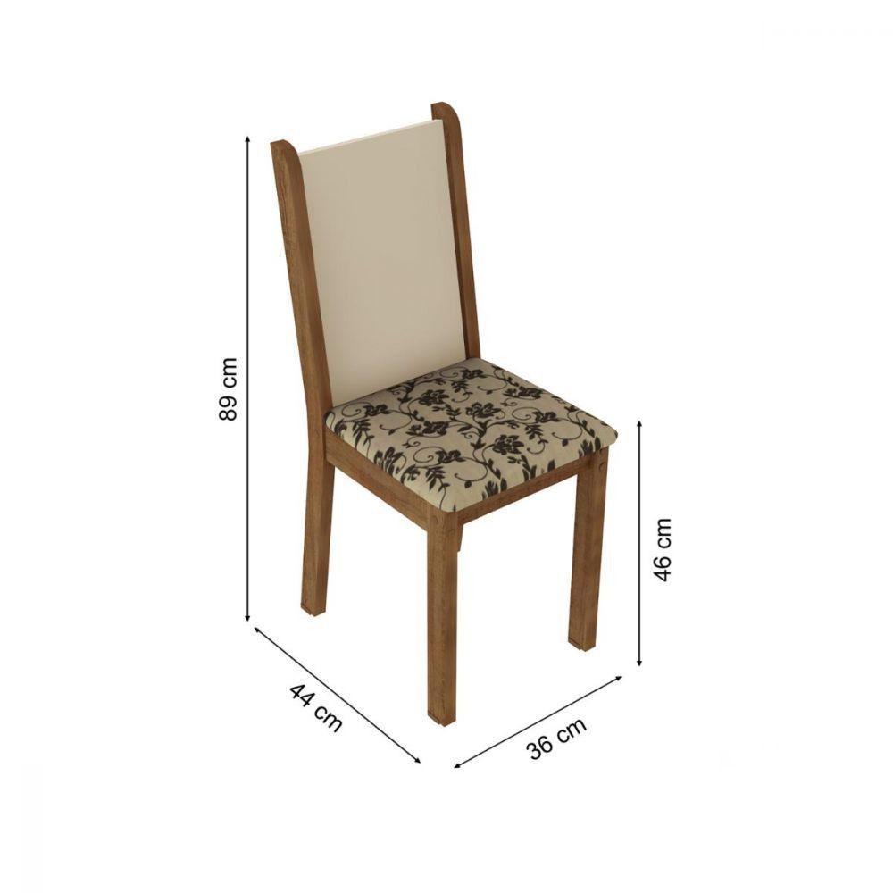 Kit 4 Cadeiras Rustic Floral Bege Madesa 4291 - 3