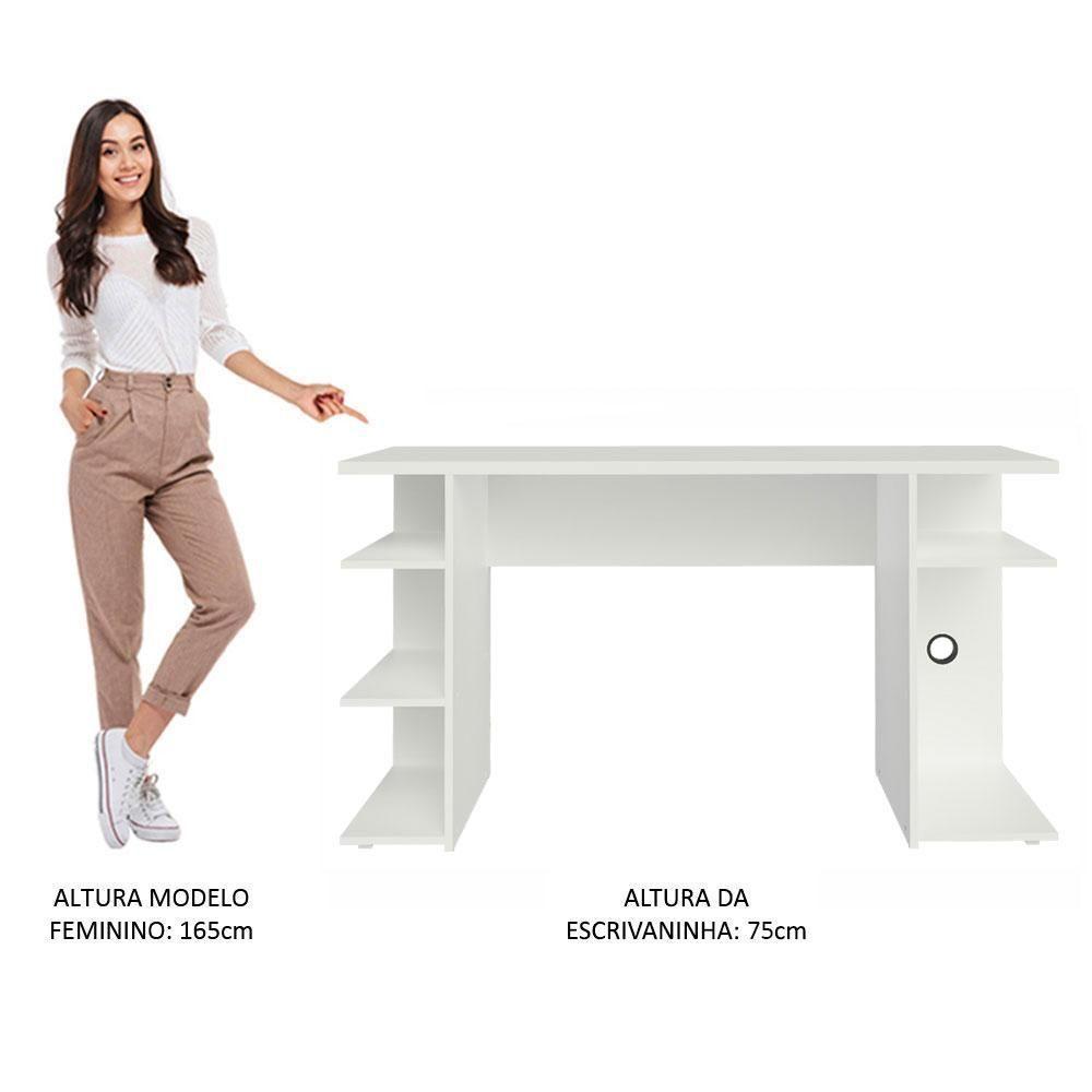 Mesa Para Computador Escrivaninha Branco Branco - 4