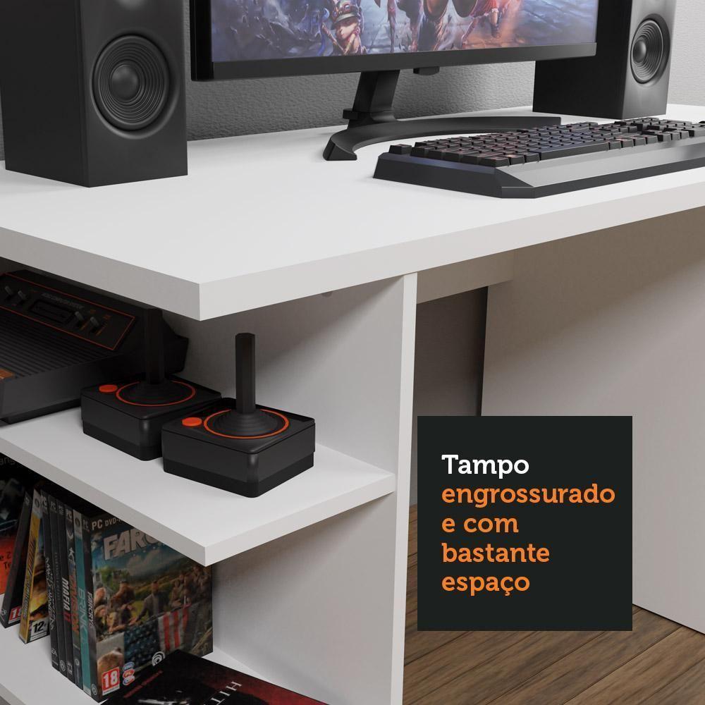 Mesa Para Computador Escrivaninha Branco Branco - 6