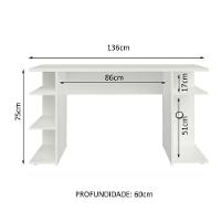 Mesa Para Computador Escrivaninha Branco Branco - 8