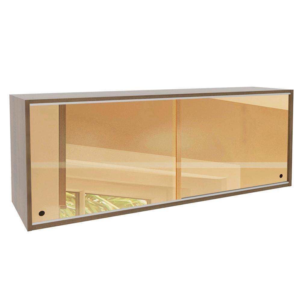 Armário Aéreo Glamy 2 Portas Vidro Reflecta Rustic Madesa - 1