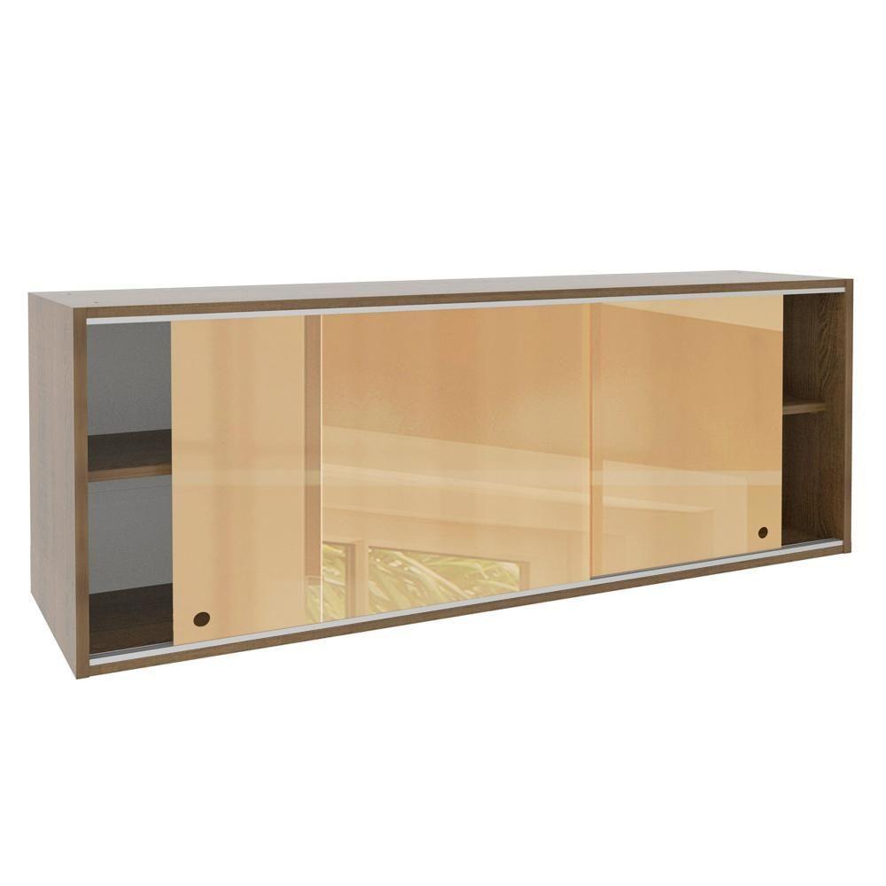 Armário Aéreo Glamy 2 Portas Vidro Reflecta Rustic Madesa - 3