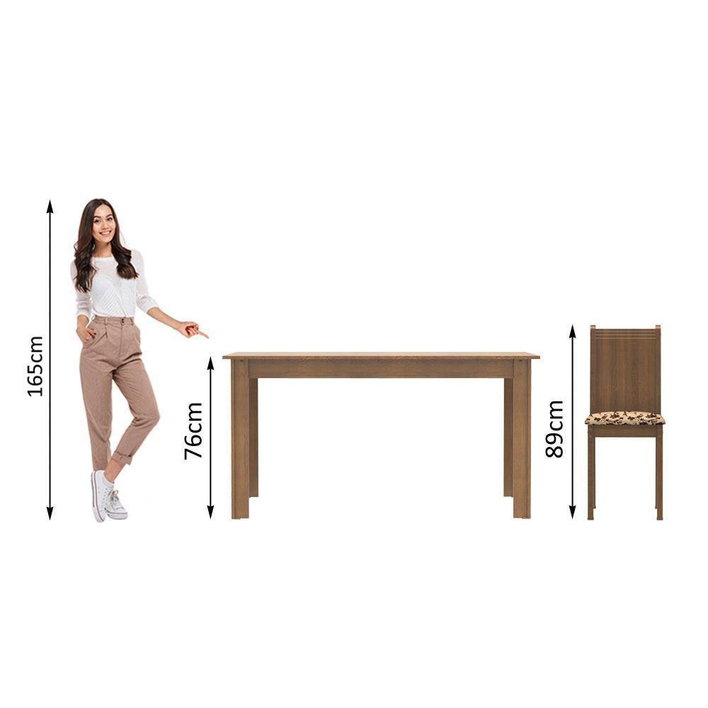 Sala Jantar Rosie Rustic/Floral Bege Mesa 4 Cadeiras Madesa - 5