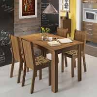 Sala Jantar Rosie Rustic/Floral Bege Mesa 4 Cadeiras Madesa - 9