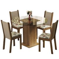 Conj. Mesa Tampo Vidro 4 Cadeiras Rustic/Crema/hibisco - 9