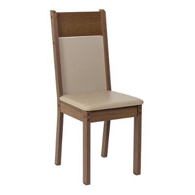 Kit Sala De Jantar Mesa Tampo De Vidro 6 Cadeiras Crema/Rustic/Bege Francine