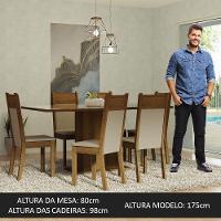 Kit Sala De Jantar Mesa Tampo De Vidro 6 Cadeiras Crema/Rustic/Bege Francine - 8