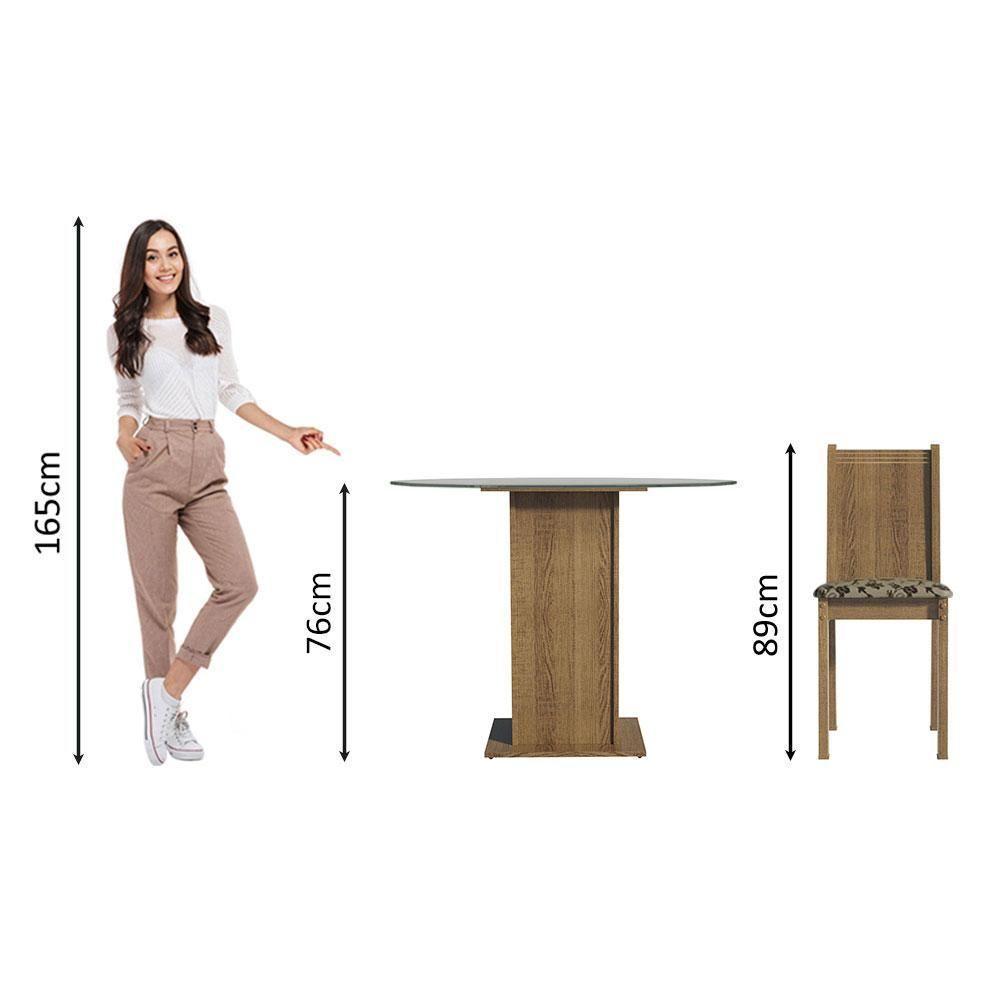 Conj. Mesa Tampo De Vidro 4 Cadeiras Rustic/bege Marrom - 8