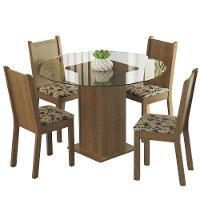 Conj. Mesa Tampo De Vidro 4 Cadeiras Rustic/bege Marrom - 10