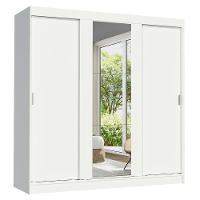 Guarda-roupa Casal Madesa Reno 3 Portas De Correr Com Espelho Branco - 2