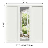 Guarda-roupa Casal Madesa Reno 3 Portas De Correr Com Espelho Branco - 9