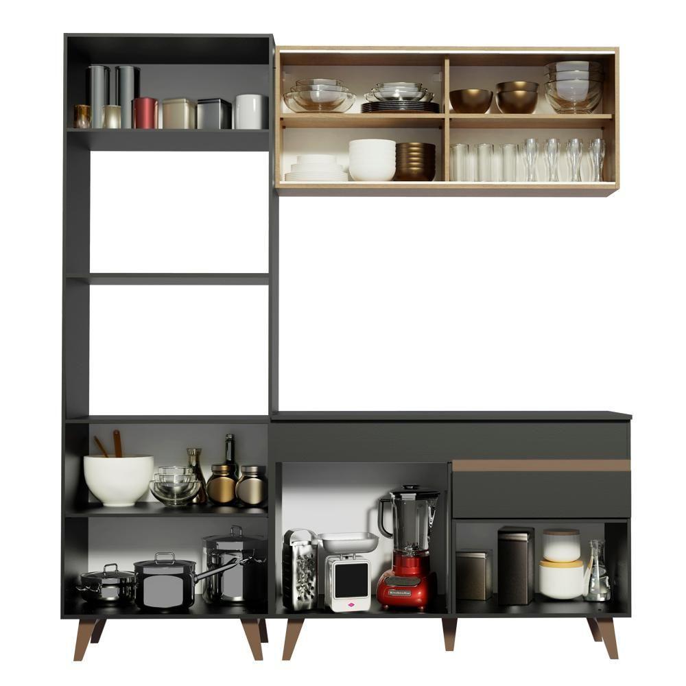 Cozinha Completa Reims com Armário e Balcão Preto Madesa - 2