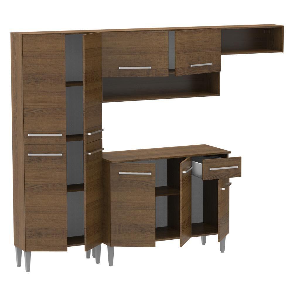 Cozinha Completa Emilly Rustic com Armário e Balcão Madesa - 5