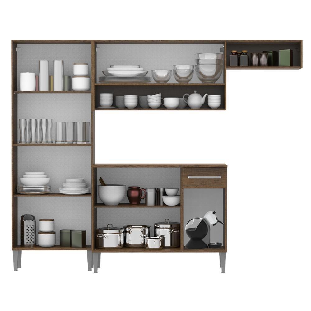 Cozinha Completa Emilly Rustic com Armário e Balcão Madesa - 11