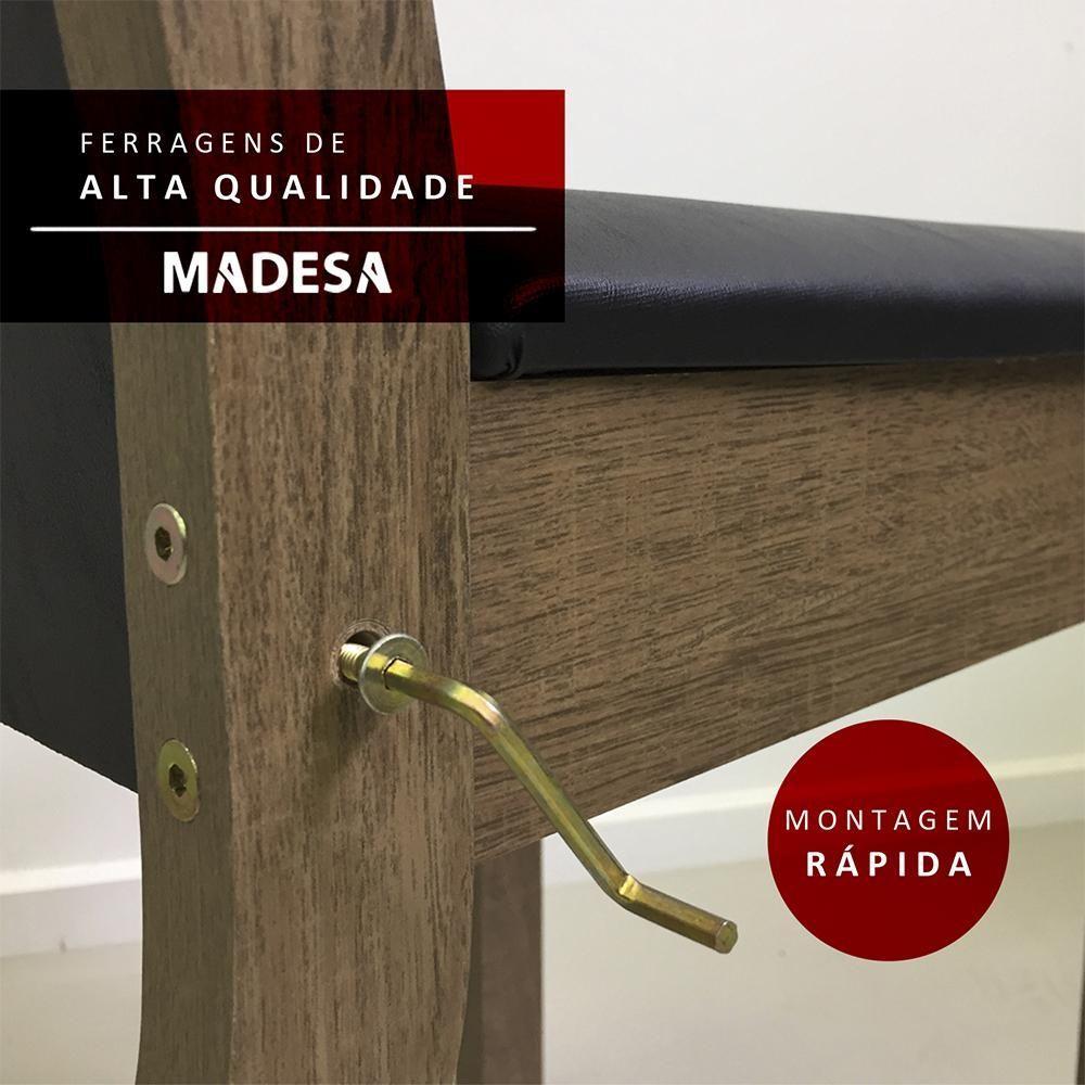 Conjunto Sala De Jantar Madesa Medelin Mesa Tampo De Madeira Com 6 Cadeiras Rustic/preto/sintpreto - 3