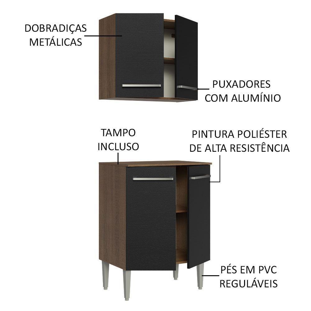 Kit Madesa Emilly 4 Portas com Armário Aéreo e Balcão - 10