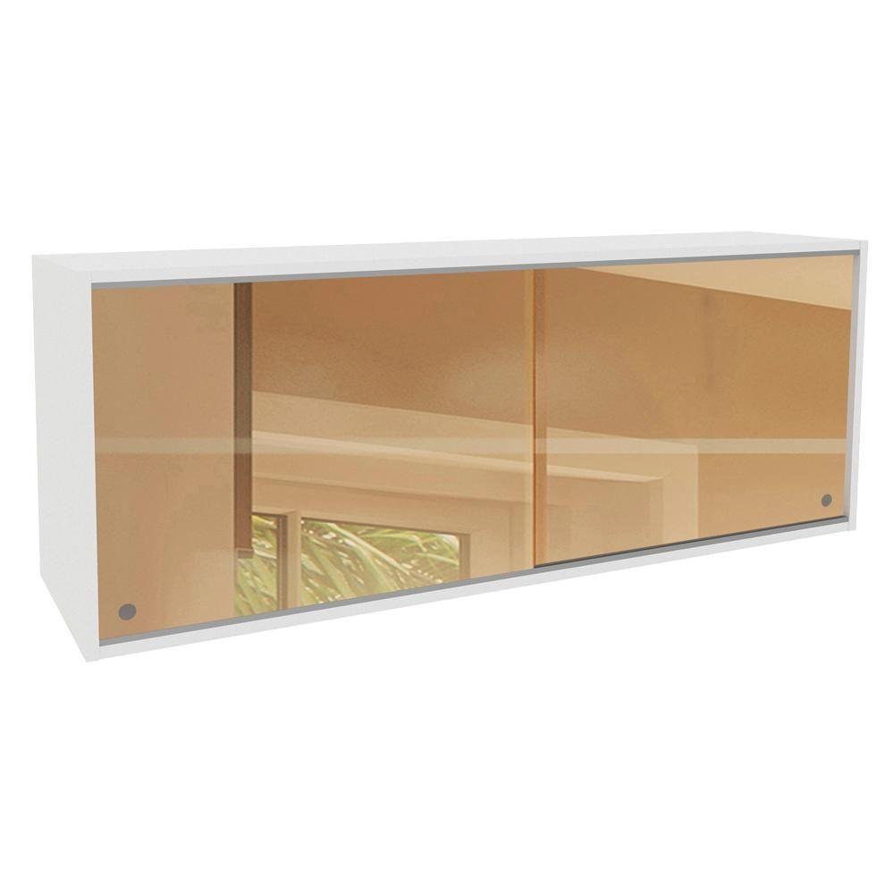 Armário Aéreo Glamy 2 Portas de Correr de Vidro Reflecta Branco Madesa - 1