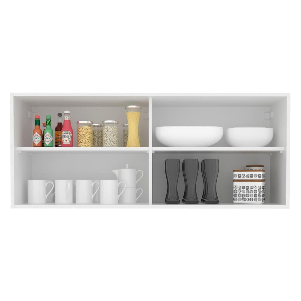 Armário Aéreo Glamy 2 Portas de Correr de Vidro Reflecta Branco Madesa - 5