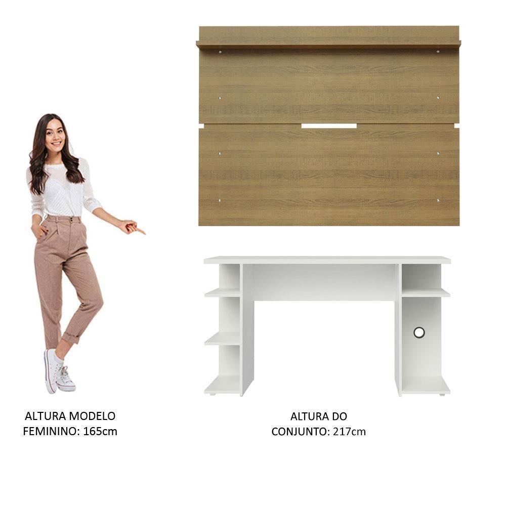 Mesa Para Computador Gamer e Painel Tv - Branco/rustic - 6