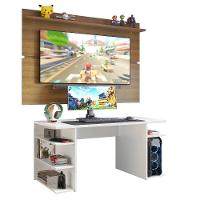 Mesa Para Computador Gamer e Painel Tv - Branco/rustic - 8