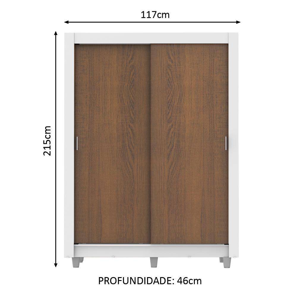 Guarda-Roupa Denver 2 Portas de Correr Rustic/Branco Madesa - 4