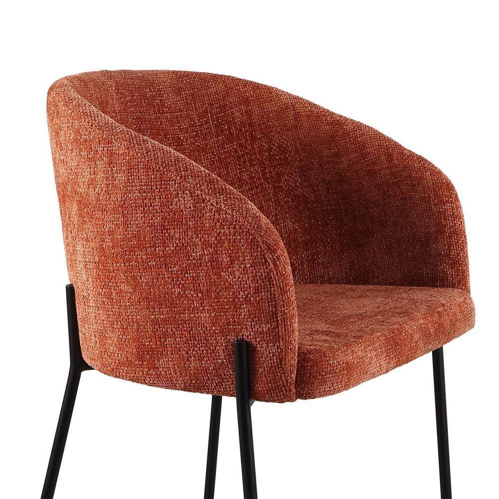 Poltrona Estofada Com Base Fixa Em Aço Carbono Pintura Epóxi – Laura Exclusiva Linho Aveludado Terracota - 3
