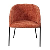 Poltrona Estofada Com Base Fixa Em Aço Carbono Pintura Epóxi – Laura Exclusiva Linho Aveludado Terracota - 2