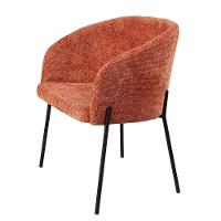 Poltrona Estofada Com Base Fixa Em Aço Carbono Pintura Epóxi – Laura Exclusiva Linho Aveludado Terracota