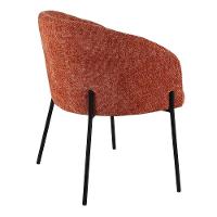 Poltrona Estofada Com Base Fixa Em Aço Carbono Pintura Epóxi – Laura Exclusiva Linho Aveludado Terracota - 5