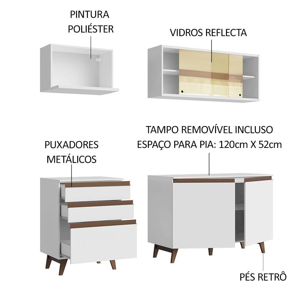 Cozinha Completa Madesa Reims com Armário e Balcão Branco - 8