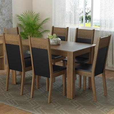 Conjunto de Jantar Bahamas 6 Lugares Tampo em MDP com Cadeiras Estofadas Marrom
