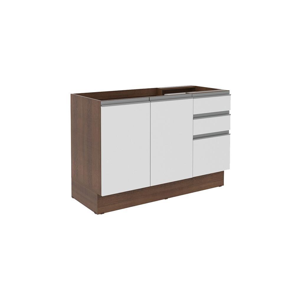 Balcão de Pia Glamy Rustic/Branco 2 Portas 3 Gavetas Madesa - 2